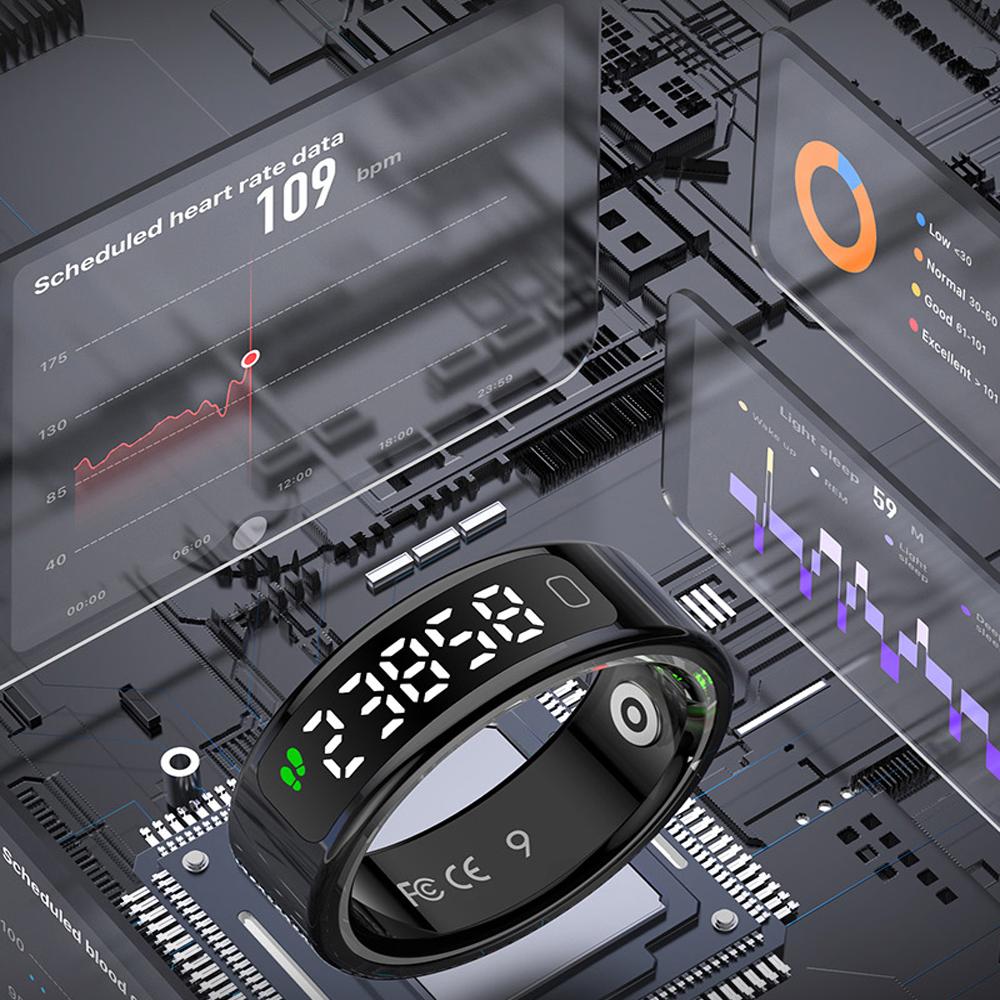 YurKem Smart Ring Heart Rate Blood Oxygen Blood Pressure Measuremen Men Women Fitness Tracker Sport IP68 Waterproof Bluetooth Ring