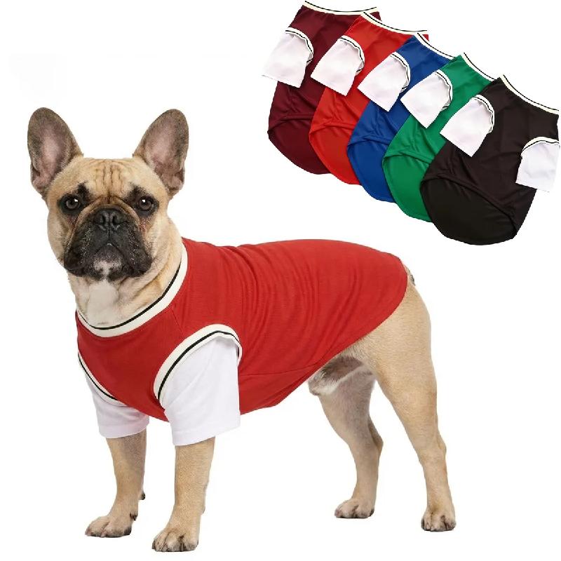Baseball Style Dog Jersey Fake Two-Piece Pet T-Shirt Breathable Sporty Dog Clothes for Large Dogs Labrador Golden Retriever