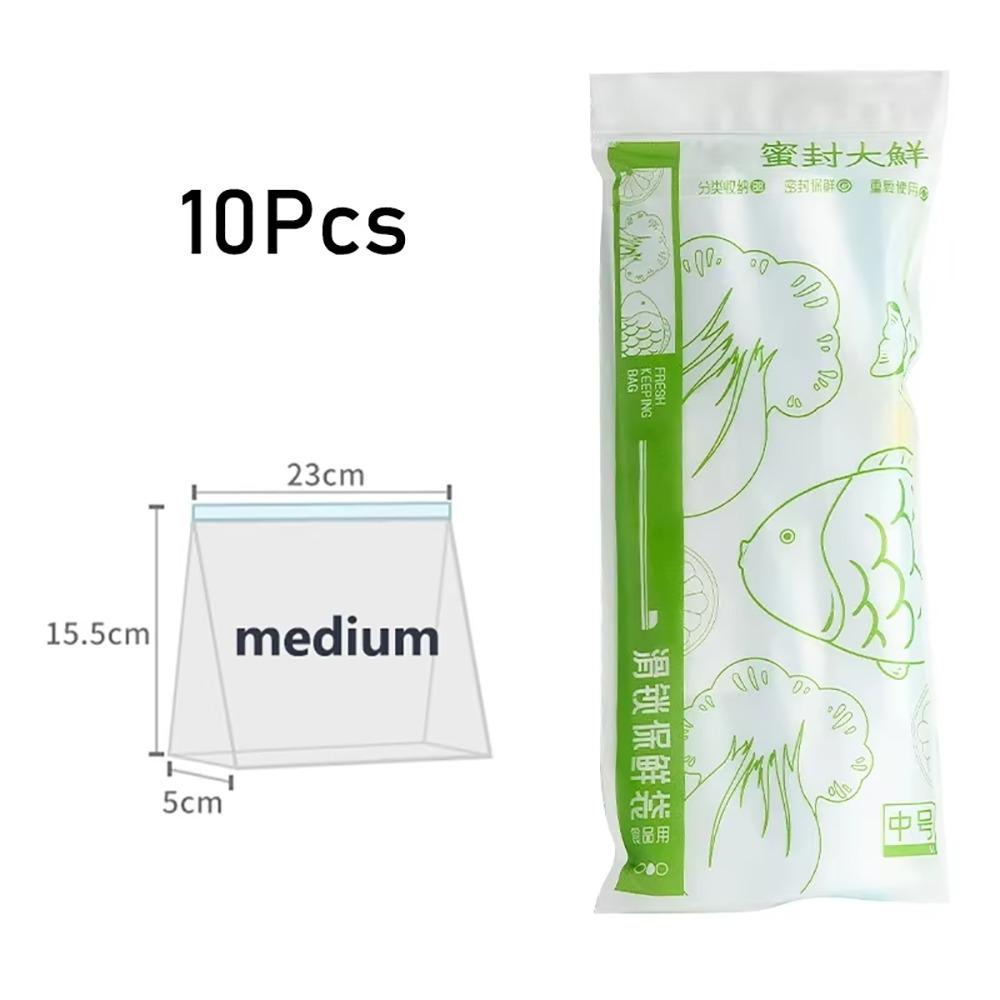 10Pcs Stand Up Plastic Sealed Bag Leakproof Fresh-keeping Zip Shut Bag S/M/L Reusable Refrigerator Fresh Wrap