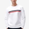 Fila Fleece Striped Print Crew Neck Pullover Sweatshirt Men Sweatshirt White F11M311209FWT