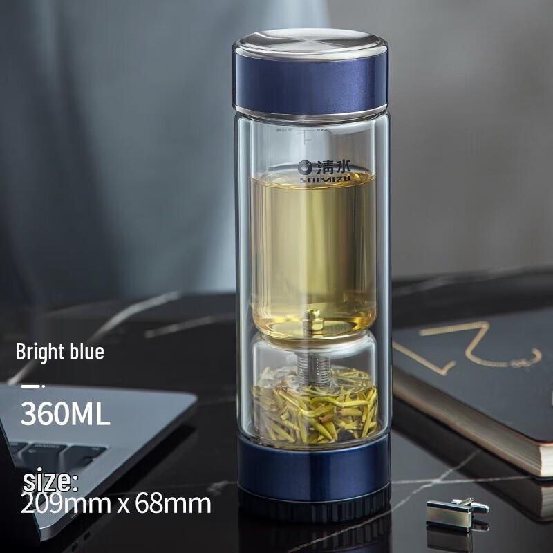 SHIMIZU 360mL Double-Layer Glass Tea Infuser Bottle