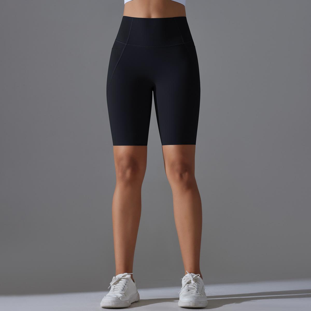 

Nessaj Шорты для тренировок Женские Леггинсы Шорты для йоги с высокой талией с карманами Летние Эластичные Спортивные Фитнес Шорты S чёрный