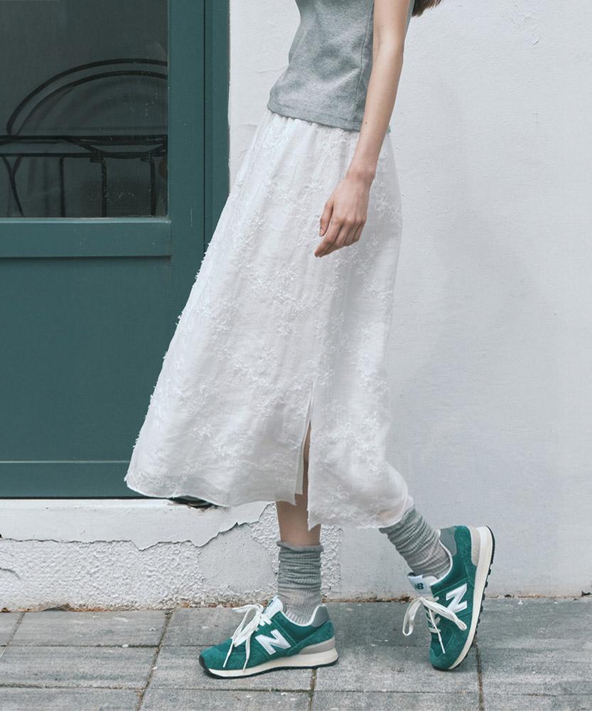 Aau Lace Layered Skirt_Cream