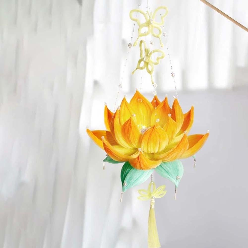 Handmade Flower Lamp Glowing Handheld Light Chinese Lantern Lotus Lantern  Kids Craft