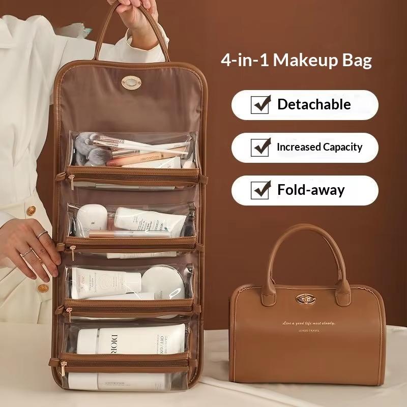Portable Makeup Bag High Quality Cosmetic Storage Pouch Travel Toiletry Organizer Convenient Pu Leather Makeup Bag For Desktop