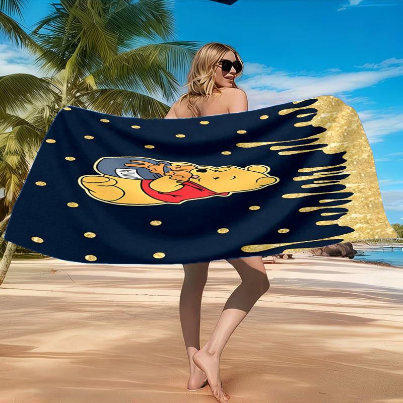 Yellow Bear Artwork Printed Microfiber Beach Towel, Soft And Absorbent, Quick-Dry, Ideal for Summer Travel, Beach Essential, Swimming Pool