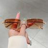 Vintage Rectangle Sunglasses Men New Fashion Classic Gradient Decorative Shades Women Ins Luxury Brand Design Sun Glasses