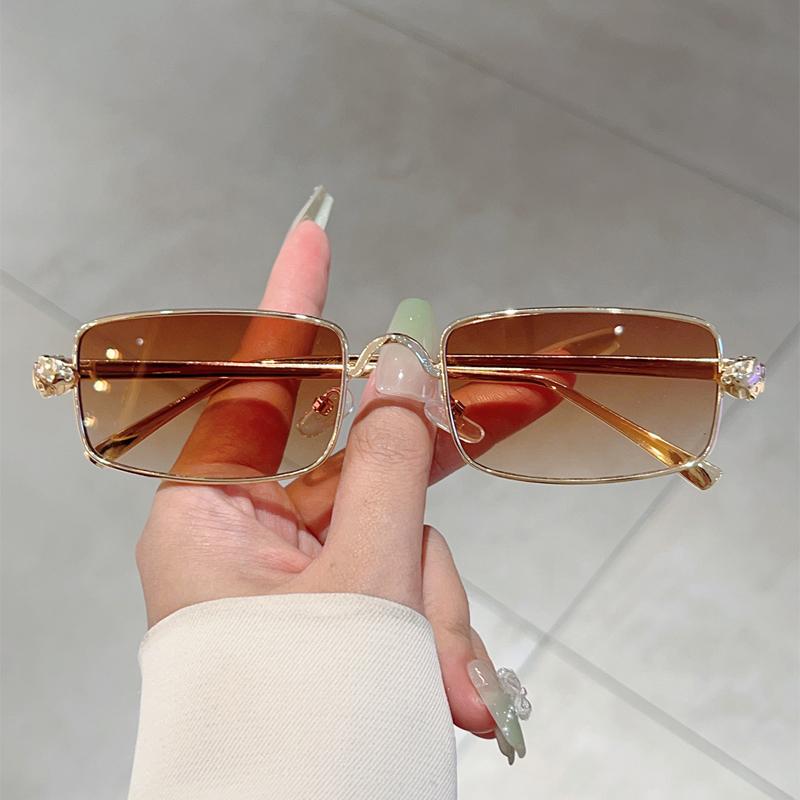 Vintage Rectangle Sunglasses Men New Fashion Classic Gradient Decorative Shades Women Ins Luxury Brand Design Sun Glasses