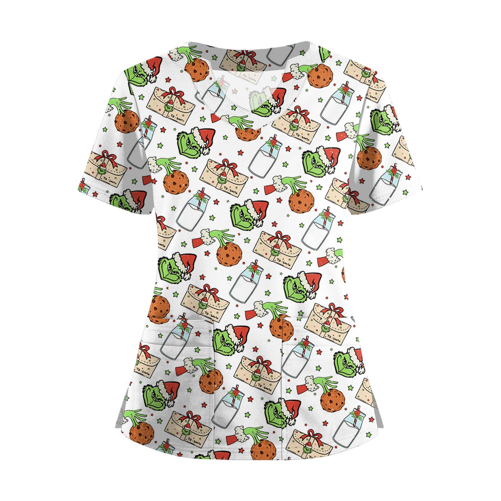 

Женская футболка с коротким рукавом, рождественским принтом, V-образным вырезом, на пуговицах сбоку и разрезом XL