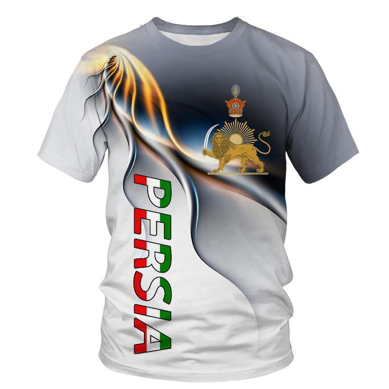 New Fashion Men Persia Flag 3D Print T Shirt Casual Top Short Sleeve Printed O Neck T-Shirt