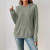 Autumn Winter Knitted Hoodie Strap Pit Bar Pocket Long Sleeve Hoodie Solid Color Loose And Versatile Sweatshirt