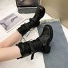 Fashion Black British Style Leather Mid Calf Shoes Woman Chic and Elegant Comfortable Boot On Offer Waterproof Half High Boots for Women