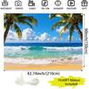 Summer Beach Backdrop Tropical Hawaiian Ocean Background 7x5FT with 19.69ft Ribbon, Palm Tree Banner for Luau Party Decorations Wedding Birthday Baby