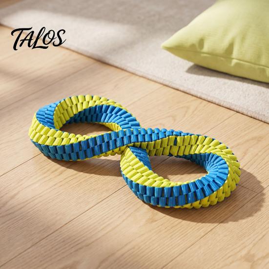 Tough Nylon Tug Toys Dog Dental Toy, Textured Woven Chew Interactive Teeth Cleaning Pet Care Round or Figure 8 Design, Washable Toy for Chewing
