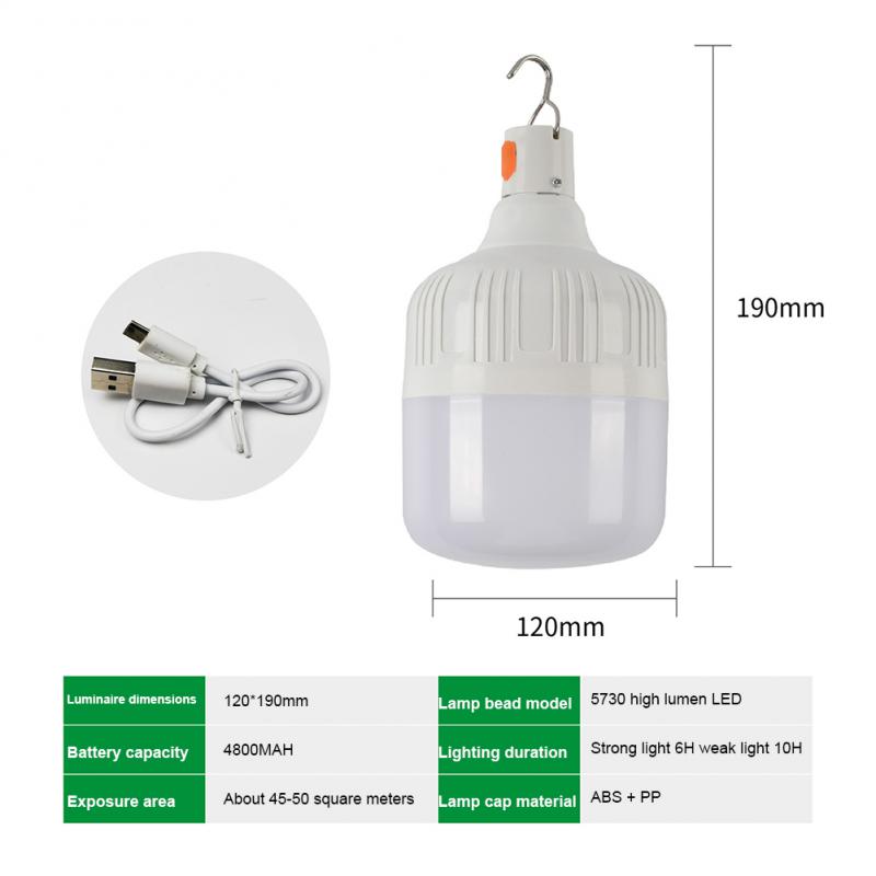 LED Rechargeable Bulb Outdoor Camping Artifact Household Power Outage Super Bright Rain Proof Rechargeable Emergency Light