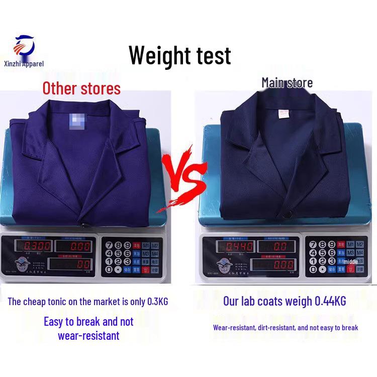 Thickened Blue Wear-Resistant Long Sleeve Lab Coat with Custom Print Logo for Labor Protection in Food Handling