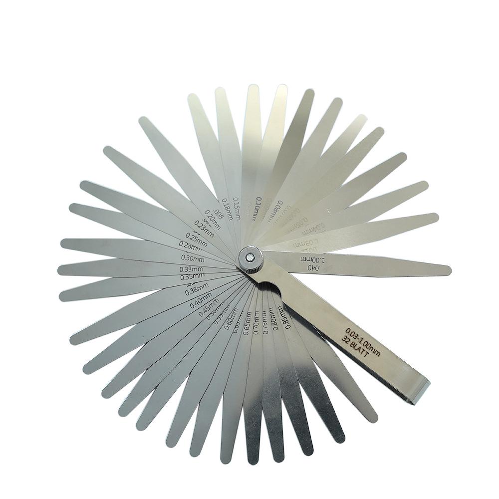 

Набор щупов из нержавеющей стали, 32 шт., 0,03-1 мм (0,001-0,040 дюйма) Инструмент для измерения толщины