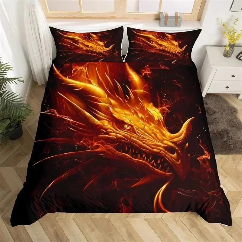 Scientisfictional Dragon Bedding Set Duvet Cover Sheet Printed Bed Set Pillowcase Bed Full Queen King Size Comforter Bedroom