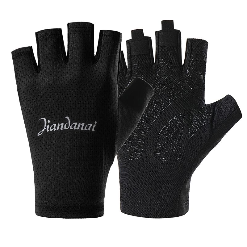 

Cycling Half Finger Fitness Sun Protection Gloves Baby Boy and Girl Summer Outdoor Sports Fishing Thin Anti-Slip Ice Silk Breathable Mesh [Mesh letter half finger] Black L