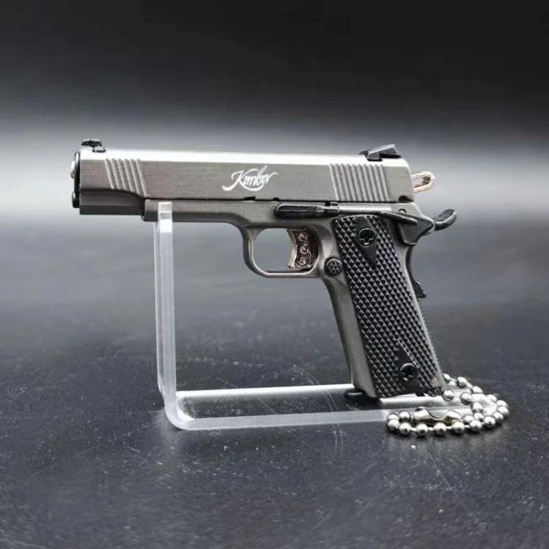 Alloy 1:3 Mini 1911 Pistol Model Keychain Pendant Detachable Fake Toy Gun For Weapon Adult Children Christmas Gift