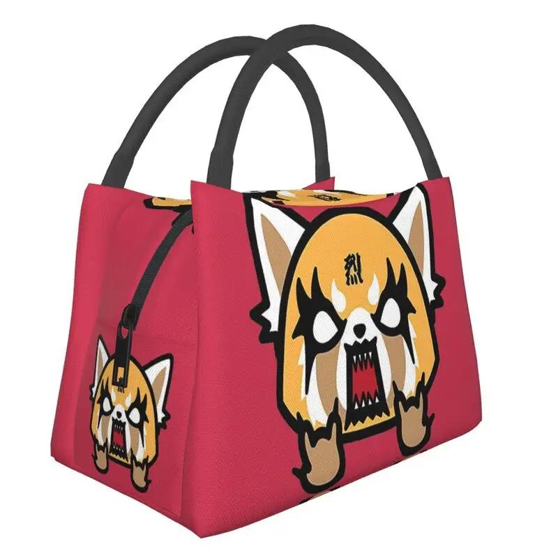 

Death Metal Aggretsuko Aggressive Retsuko Портативные ланч-боксы Японская аниме-манга Термохолодильник Еда Изолированная сумка для обеда 28x17x16CM