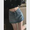 Hong Kong Retro High-Waist Denim Skirt: Summer 2023 Petite Slimming Short Skirt for Women