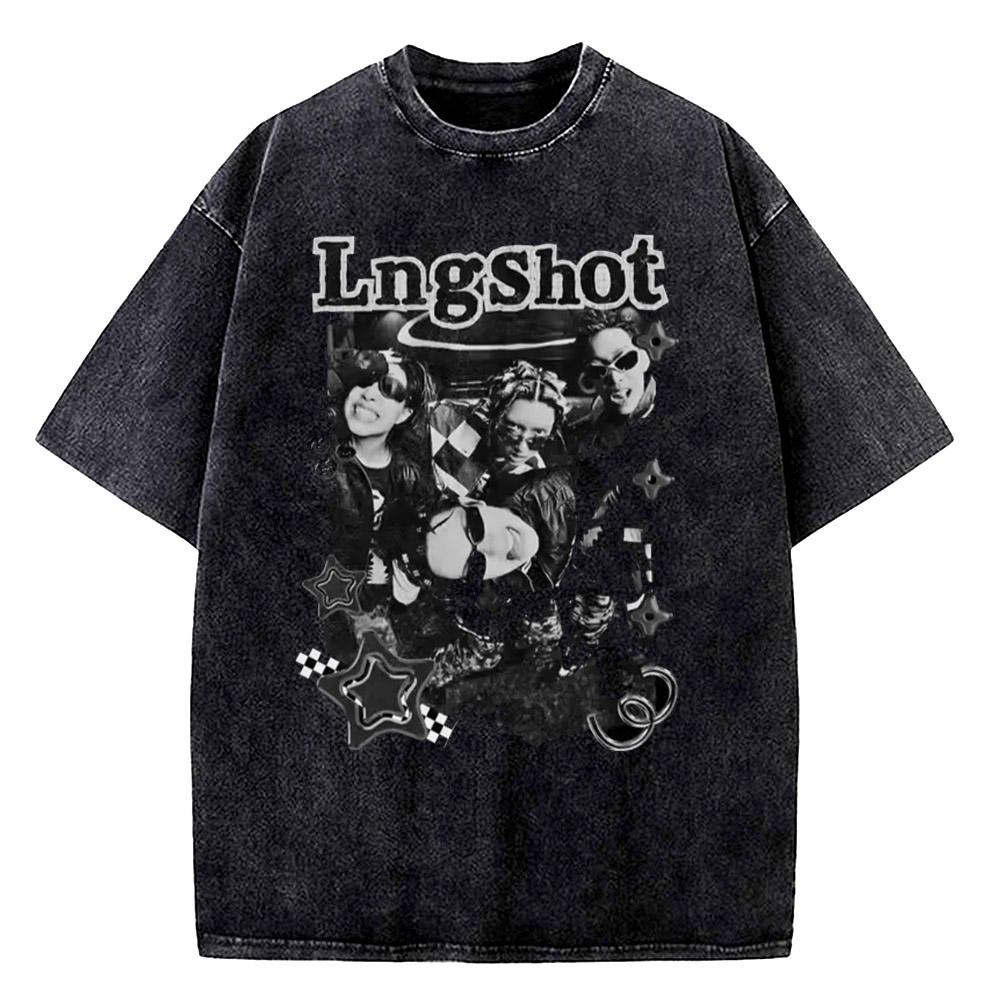 LNGSHOT Jay Park Same T Shirt Vintage Washed Cotton Summer Street Style ShortSleeve Tee Men Women Trendy Hip Hop Crew Neck Top