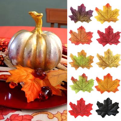 50 Stück Künstliche Ahornblätter Realistische Stoff Herbstblätter Innen Außen Halloween Herbst