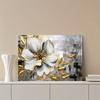 Framed - Modern Retro Gold Flower Canvas Poster - Gold Flower Printing Multiple Scene Display Framed Canvas Poster Decorative Wall Art