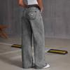 Jeans mit Schleifenstickerei Damen Süßer und Würziger Stil High-Waist Gerade geschnittene Hosen Lockere Freizeithosen Trendige Schleifenstickerei Weite Jeans