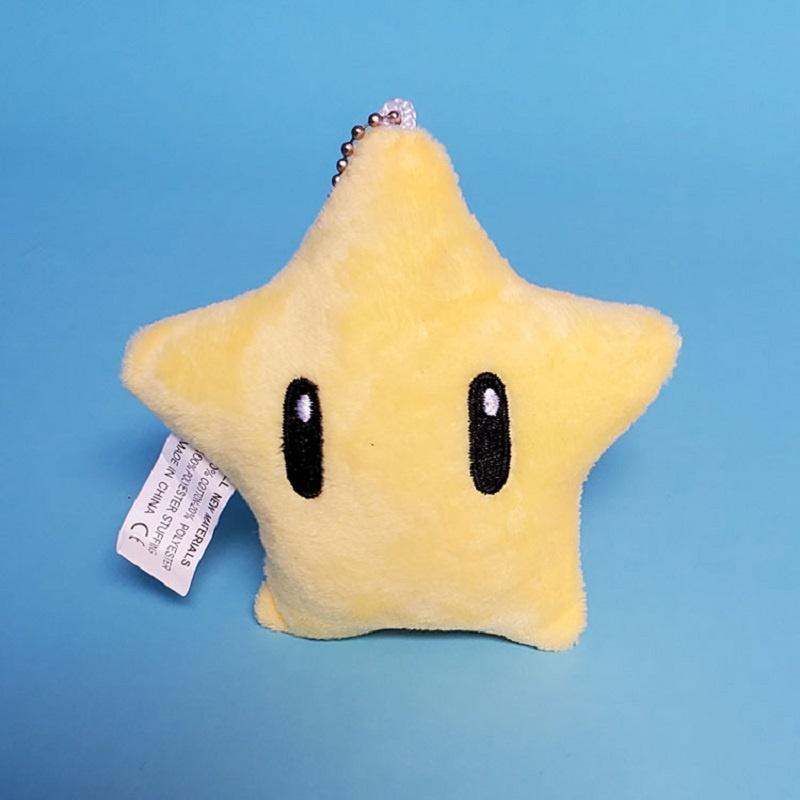 Cute Mushroom Mario Plush Star Hanging Pendant Yellow Cartoon Stuffed Toy