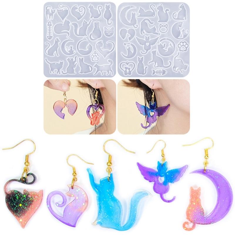 Creative Pendant Molds Earrings Silicone Mold Cats Shape Daily Wear Jewelry Molds Silicone Texture for Jewelry Making