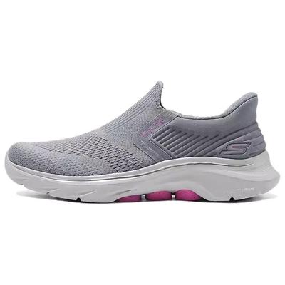Go Walk Bequeme Slip-On Niedrige Freizeitschuhe Damen Sneaker Grau Rosa 125246-GYHP