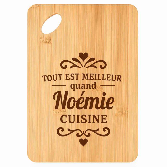Planche à découper - PLANETEE - Meilleur quand Noémie Cuisine - Bambou 30x20x1 cm - Trou 24 mm - Bords arrondis