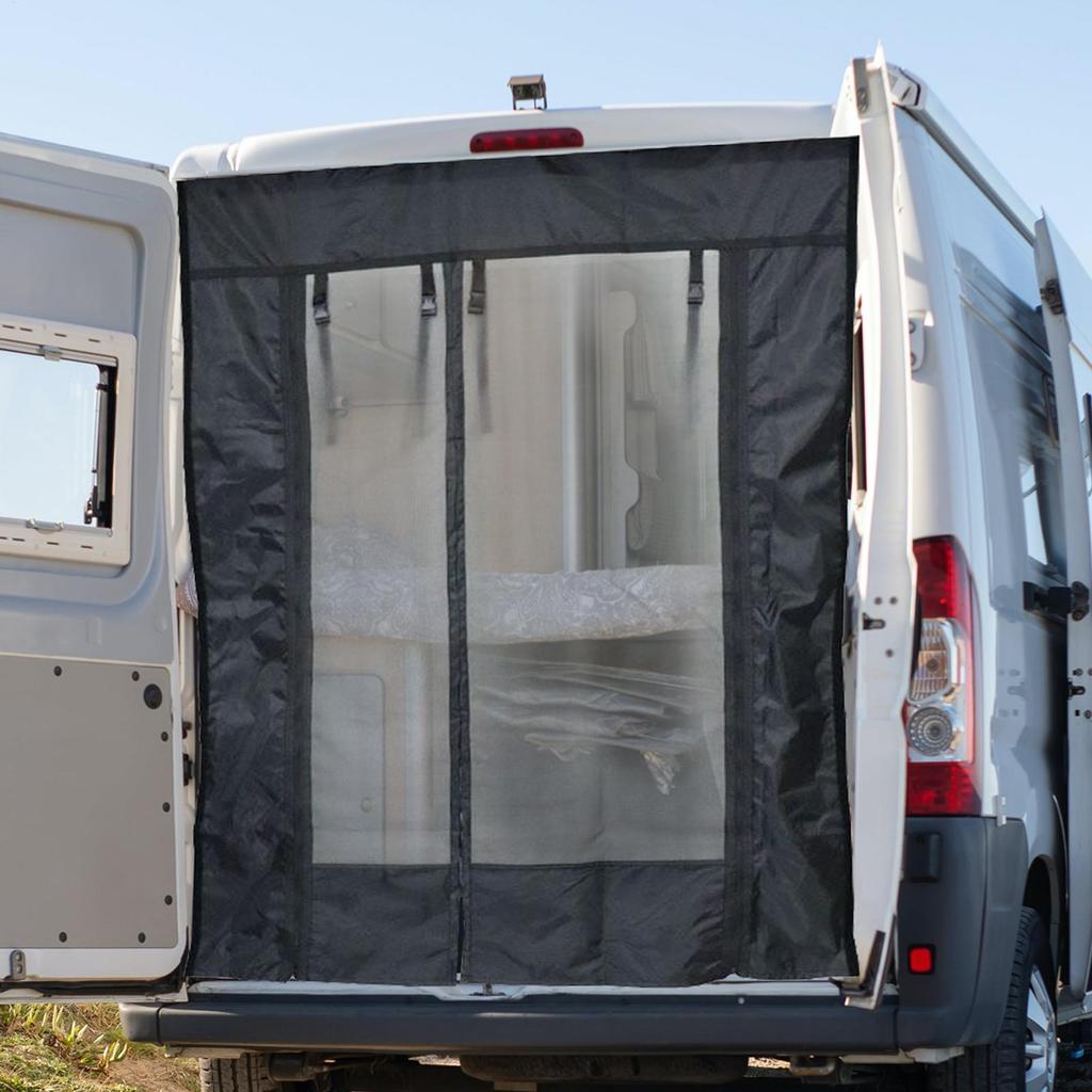 Magnetic Caravan Door Curtain With Zipper Insect Mosquito Screen RV Mosquito-proof Door Curtain For Campers Sliding Door Back