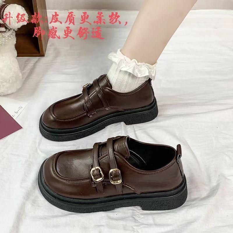 

Small leather shoes women s 2025 new spring and autumn Japanese Korean version versatile retro British style flat-bottomed soft leather single shoe 40