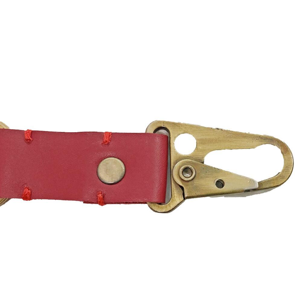 RSINC Full Grain Handmade Leather Keychain | Metal Fittings | Brass Finish Red B0DSW8KJ6X