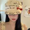 Korean Bow Script Punk Beret - Summer Flat Newsboy Cap for Women Oversized Head Alt Indie Gothic