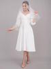 Spring V-Neck Waist-Cinching Puff Sleeve Dress with Pockets for Women