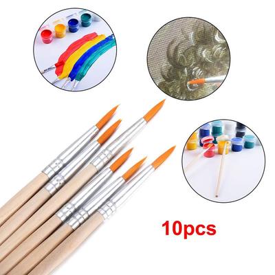 10pcs Gifts Watercolor Wood Handle Hook Line Pen Painting Pen Drawing Brush Paint Brushes