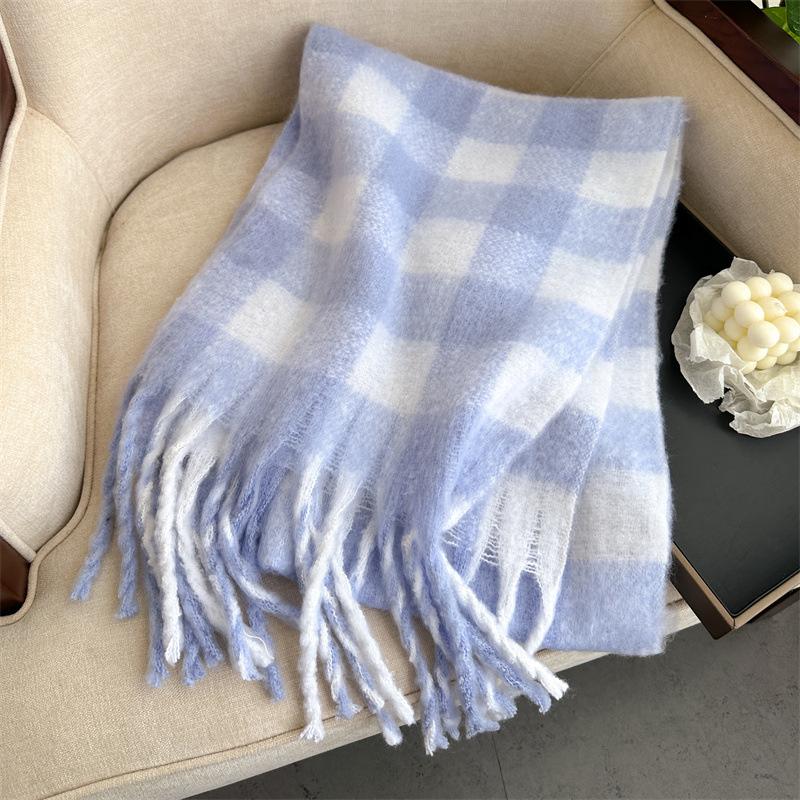 

Luxury Cashmere Bright Plaid Women Scarf Winter Shawl And Wrap Bandana Pashmina Tassel Female Foulard Thick Blanket 40X220CM