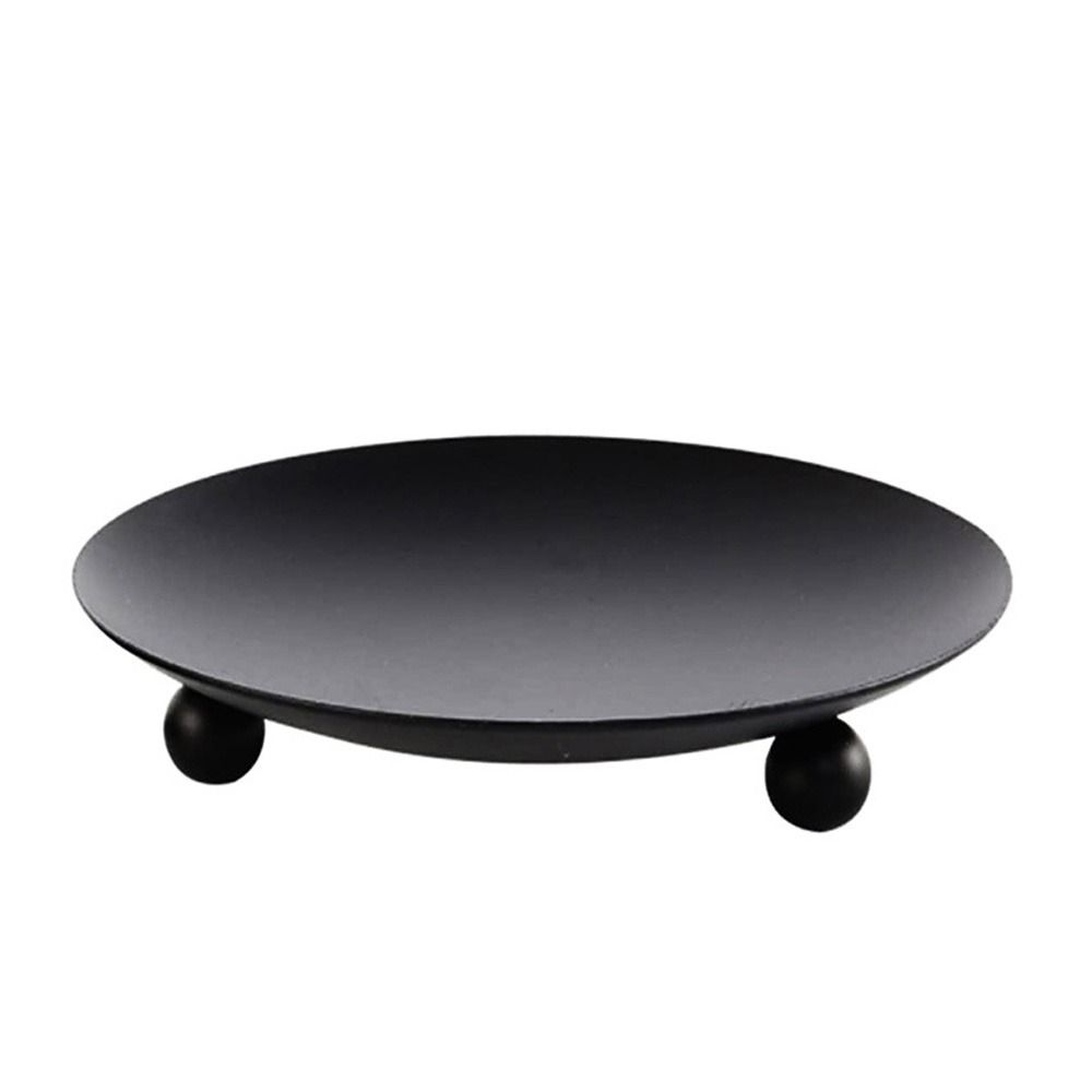 Round Iron Candle Holder Golden Festival Candlestick Holder Creative Pillar Metal Plate  Banquet