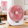 Ventilatore da scrivania portatile USB ricaricabile con luce, funzionamento silenzioso a 3 velocità per dormitori