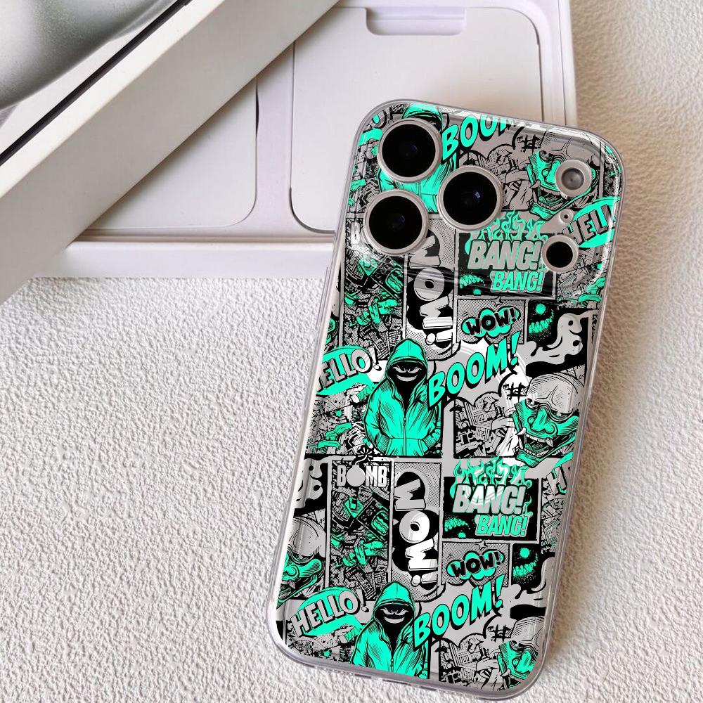 

Cool Anime Style Graffiti Phone Case For iPhone 17 16 15 14 13 12 Pro Max Plus With Magnetic Crystal Clear Case Wireless Charge iPhone17 Pro Max