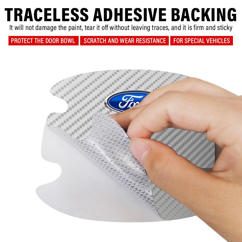 4 buc. Fibră de carbon Protecție Mâner Ușă Auto Emblemă Autocolant Pentru Ford Focus Mondeo MK1 MK2 MK4 MK3 Fiesta ST Line Kugo Transit Escape Fusion Explorer