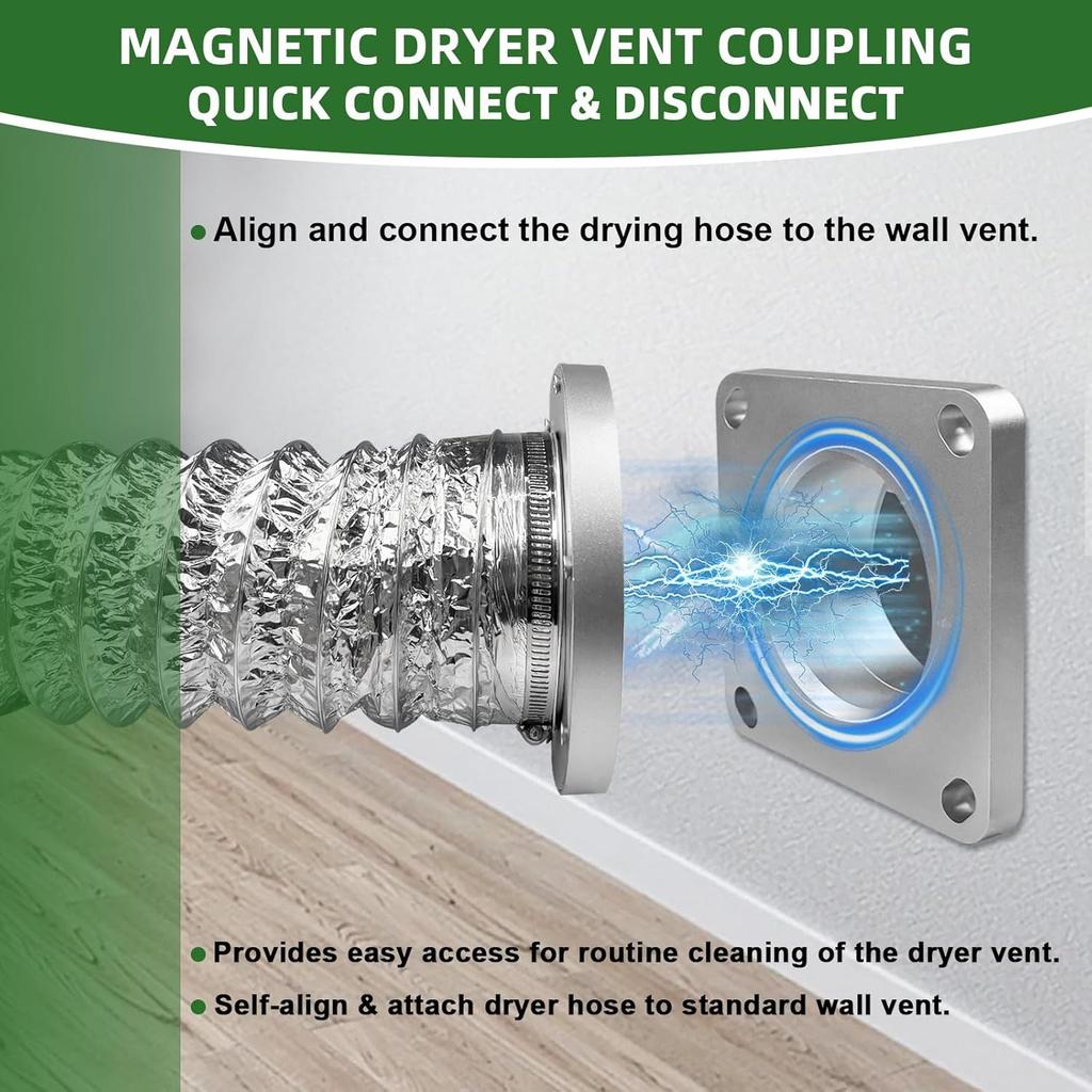 Magnetic Dryer Vent Coupling-Quick Connection and Disconnection Strong Magnet Self-Alignment Design Quick-Installation Dryer Magnetic Vent Connector