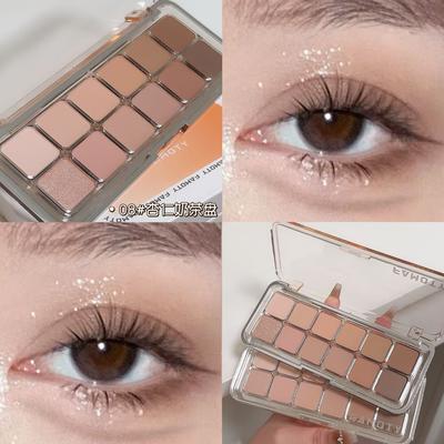 Palette Ombretti Opachi a Bassa Saturazione 12 Colori Tonalità Terra Albicocca Tè Lunga Tenuta Trucco Occhi Completamente Opaco per Uso Quotidiano