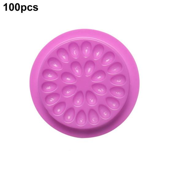 100Pcs Eyelash Glue Holder Abundant Quantity Rich Colors Multiple Grooves Disposable PVC Eyelash Extension Glue Holder Pallet Pad Makeup Tool
