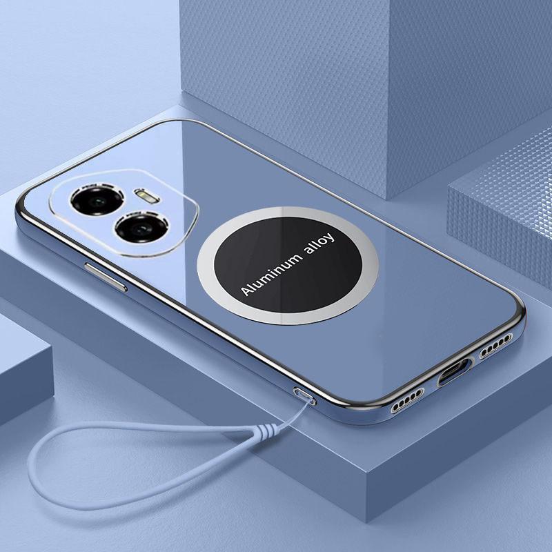 

For Honor 300 Case Honor 300 Phone Case Magnetic attraction Luxury Square Plating ShockProof Silicone Back Cover Case & Strap&Honor 300