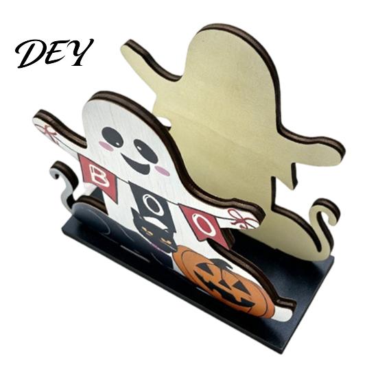 Stable Solid Wood Napkin Rack Halloween Ghost Wooden Holder, Cute Paper Towel Decorative Fall Dining Table Centerpiece Stand, Freestanding Tissue